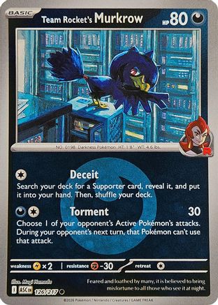 Team Rocket's Murkrow (Energy Symbol Pattern) - (126) Reverse Holofoil [ME Ascended Heroes] - Trinity Hobby
