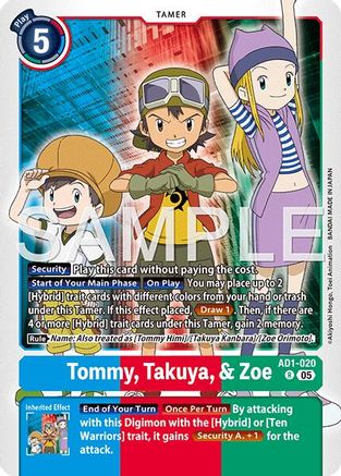 Tommy, Takuya, & Zoe (AD1-020) - [Advanced Booster Digimon Generation] Foil - Trinity Hobby