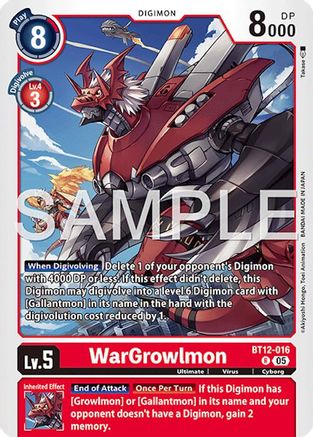 WarGrowlmon (BT12-016) - [Advanced Booster Digimon Generation] Foil - Trinity Hobby