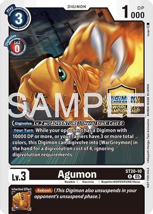 Agumon (World Championship 26–27 Regionals Season 1) (ST20-10) - [Starter Deck 20: Protector of Light] Foil