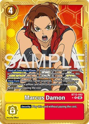 Marcus Damon - BT12-092 (Alternate Art) (BT12-092) - [Advanced Booster Digimon Generation] Foil - Trinity Hobby