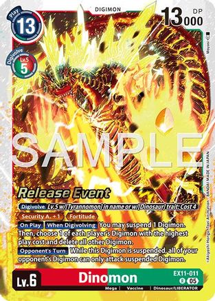 Dinomon (EX11-011) - [Dawn of Liberator Release Event Cards] Foil