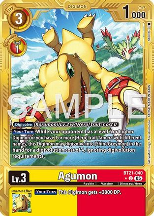 Agumon (Alternate Art) (BT21-040) - [Advanced Booster Digimon Generation] Foil - Trinity Hobby