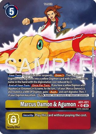 Marcus Damon & Agumon (Alternate Art) (AD1-021) - [Advanced Booster Digimon Generation] Foil - Trinity Hobby