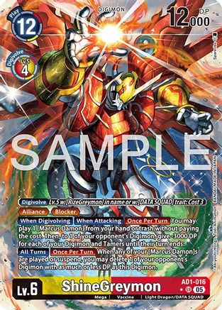 ShineGreymon (Alternate Art) (AD1-016) - [Advanced Booster Digimon Generation] Foil - Trinity Hobby