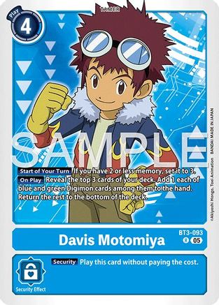 Davis Motomiya (Reprint) (BT3-093) - [Advanced Booster Digimon Generation] Foil - Trinity Hobby