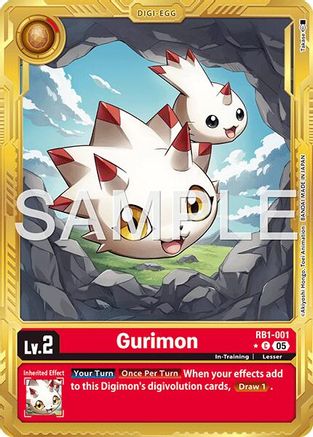 Gurimon (Gold Border) (RB1-001) - [Advanced Booster Digimon Generation] Foil - Trinity Hobby