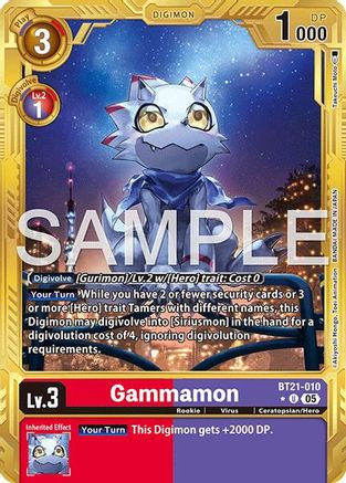 Gammamon - BT21-010 (Gold Border) (BT21-010) - [Advanced Booster Digimon Generation] Foil - Trinity Hobby