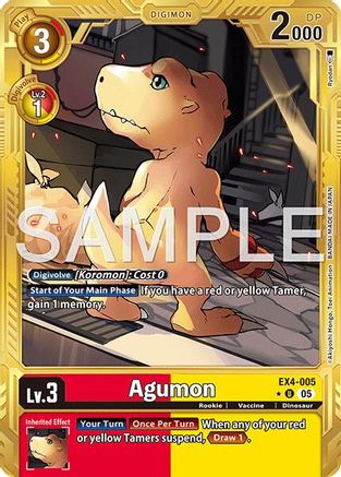 Agumon - EX4-005 (Gold Border) (EX4-005) - [Advanced Booster Digimon Generation] Foil - Trinity Hobby