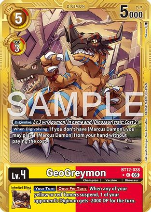 GeoGreymon - BT12-038 (Gold Border) (BT12-038) - [Advanced Booster Digimon Generation] Foil