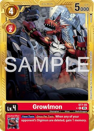 Growlmon (Gold Border) (ST7-05) - [Advanced Booster Digimon Generation] Foil - Trinity Hobby