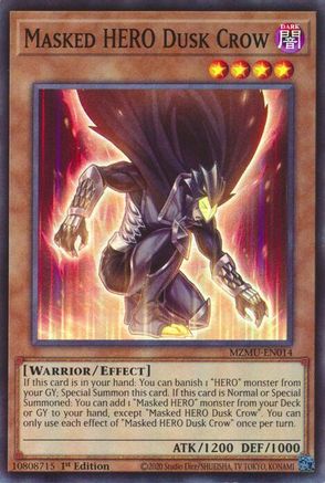 Masked HERO Dusk Crow [MZMU-EN014] - Maze of Muertos 1st Edition - Super Rare - Trinity Hobby