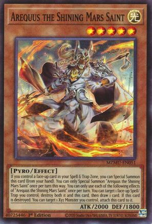 Arequus the Shining Mars Saint [MZMU-EN051] - Maze of Muertos 1st Edition - Super Rare - Trinity Hobby