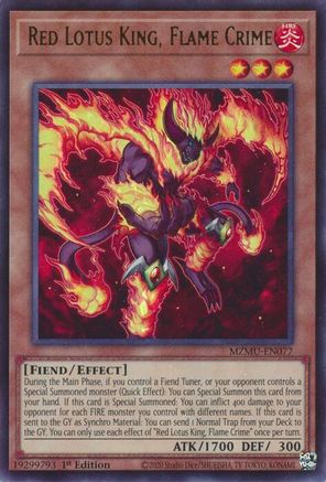 Red Lotus King, Flame Crime [MZMU-EN077] - Maze of Muertos 1st Edition - Ultra Rare - Trinity Hobby