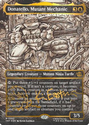 Donatello, Mutant Mechanic (Borderless) (Gold-Stamped Signature)  [Foil]  (TMT-302) - [Teenage Mutant Ninja Turtles] - Trinity Hobby
