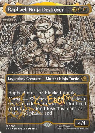 Raphael, Ninja Destroyer (Borderless) (Gold-Stamped Signature)  [Foil]  (TMT-303) - [Teenage Mutant Ninja Turtles] - Trinity Hobby
