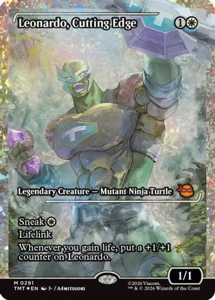 Leonardo, Cutting Edge (Showcase) (Fracture Foil)  [Foil]  (TMT-291) - [Teenage Mutant Ninja Turtles] - Trinity Hobby