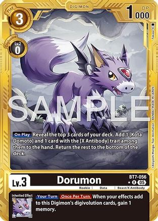 Dorumon (Gold Border) (BT7-056) - [Advanced Booster Digimon Generation] Foil