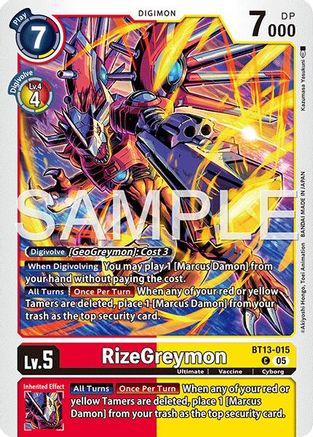 RizeGreymon - BT13-015 (Foil Reprint) (BT13-015) - [Advanced Booster Digimon Generation] Foil - Trinity Hobby