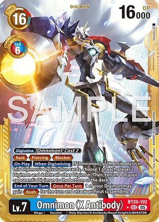 Omnimon (X Antibody) (Gold Border) (BT20-102) - [Advanced Booster Digimon Generation] Foil - Trinity Hobby