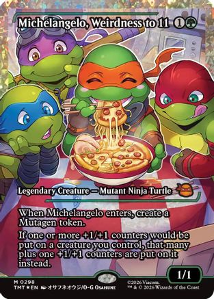 Michelangelo, Weirdness to 11 (Showcase) (Fracture Foil)  [Foil]  (TMT-298) - [Teenage Mutant Ninja Turtles] - Trinity Hobby