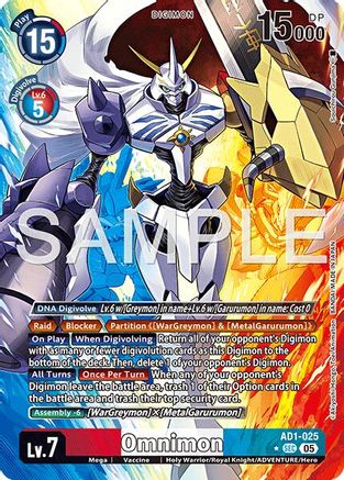 Omnimon (Alternate Art) (AD1-025) - [Advanced Booster Digimon Generation] Foil - Trinity Hobby