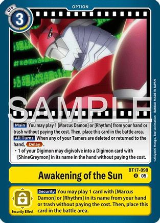 Awakening of the Sun (Foil Reprint) (BT17-099) - [Advanced Booster Digimon Generation] Foil - Trinity Hobby