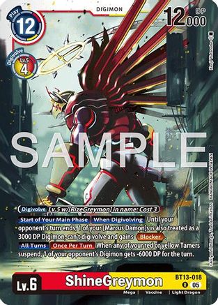ShineGreymon - BT13-018 (BT13-018) - [Advanced Booster Digimon Generation] Foil - Trinity Hobby