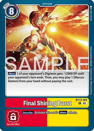 Final Shining Burst (Reprint) (BT13-104) - [Advanced Booster Digimon Generation] Foil - Trinity Hobby