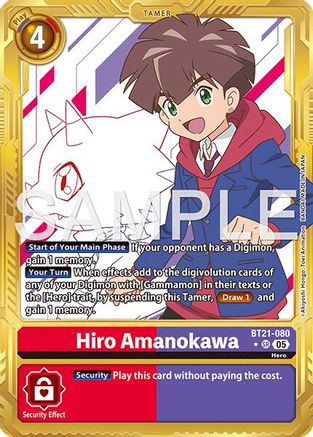 Hiro Amanokawa (Gold Border) (BT21-080) - [Advanced Booster Digimon Generation] Foil - Trinity Hobby