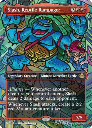 Slash, Reptile Rampager (Borderless)  [Foil]  (TMT-208) - [Teenage Mutant Ninja Turtles] - Trinity Hobby