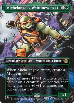 Michelangelo, Weirdness to 11 (Borderless)  [Foil]  (TMT-214) - [Teenage Mutant Ninja Turtles] - Trinity Hobby