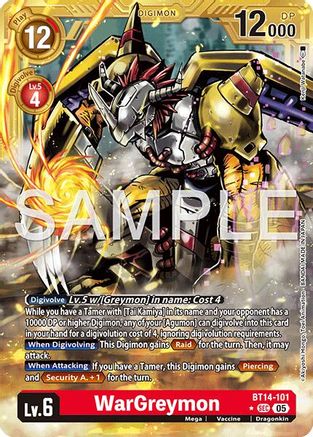 WarGreymon - BT14-101 (Gold Border) (BT14-101) - [Advanced Booster Digimon Generation] Foil