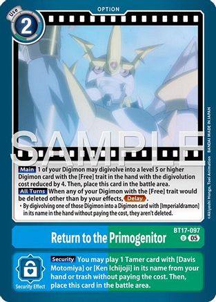Return to the Primogenitor (Foil Reprint) (BT17-097) - [Advanced Booster Digimon Generation] Foil - Trinity Hobby