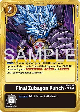 Final Zubagon Punch (Gold Border) (BT4-109) - [Advanced Booster Digimon Generation] Foil