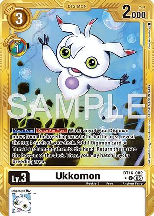 Ukkomon (Gold Border) (BT16-082) - [Advanced Booster Digimon Generation] Foil - Trinity Hobby