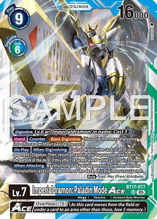 Imperialdramon: Paladin Mode ACE (Reprint) (BT17-077) - [Advanced Booster Digimon Generation] Foil - Trinity Hobby