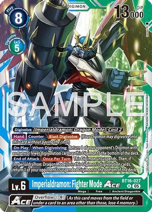 Imperialdramon: Fighter Mode ACE (Reprint) (BT16-027) - [Advanced Booster Digimon Generation] Foil - Trinity Hobby