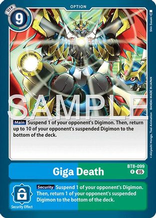 Giga Death (Reprint) (BT8-099) - [Advanced Booster Digimon Generation] Foil - Trinity Hobby