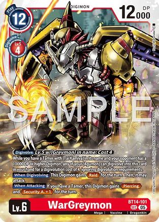 WarGreymon - BT14-101 (Reprint) (BT14-101) - [Advanced Booster Digimon Generation] Foil - Trinity Hobby
