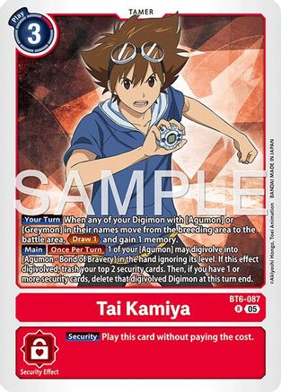 Tai Kamiya - BT6-087 (Reprint) (BT6-087) - [Advanced Booster Digimon Generation] Foil - Trinity Hobby