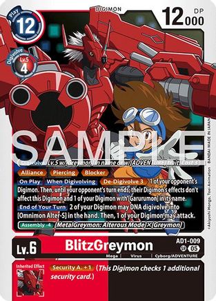BlitzGreymon (AD1-009) - [Advanced Booster Digimon Generation] Foil - Trinity Hobby