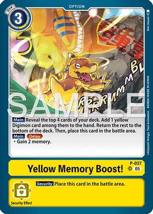 Yellow Memory Boost! (Reprint) (P-037) - [Advanced Booster Digimon Generation] Foil - Trinity Hobby