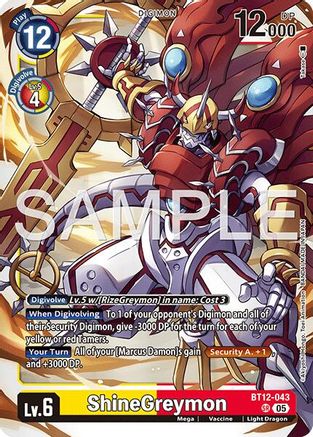 ShineGreymon - BT12-043 (Reprint) (BT12-043) - [Advanced Booster Digimon Generation] Foil - Trinity Hobby