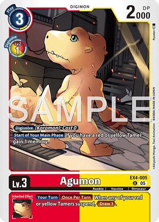 Agumon - EX4-005 (Reprint) (EX4-005) - [Advanced Booster Digimon Generation] Foil - Trinity Hobby