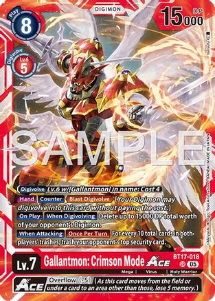 Gallantmon: Crimson Mode ACE (Reprint) (BT17-018) - [Advanced Booster Digimon Generation] Foil - Trinity Hobby