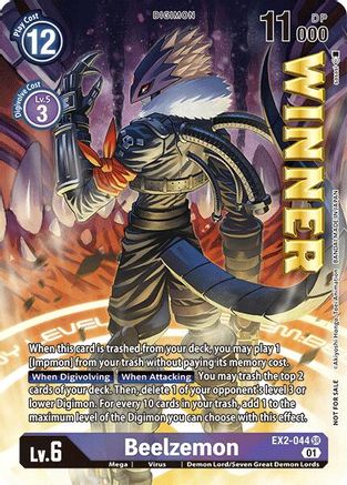 Beelzemon (Beelzemon Cup Store Winner) (EX2-044) - [Starter Deck 14: Beelzemon Advanced Deck Set Pre-Release Cards] Foil