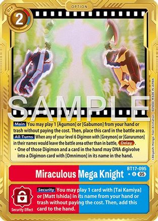Miraculous Mega Knight (Gold Border) (BT17-095) - [Advanced Booster Digimon Generation] Foil - Trinity Hobby