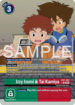 Izzy Izumi & Tai Kamiya (Alternate Art) (AD1-022) - [Advanced Booster Digimon Generation] Foil - Trinity Hobby