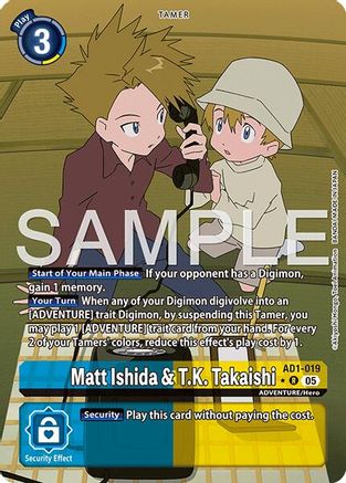 Matt Ishida & T.K. Takaishi (Alternate Art) (AD1-019) - [Advanced Booster Digimon Generation] Foil - Trinity Hobby